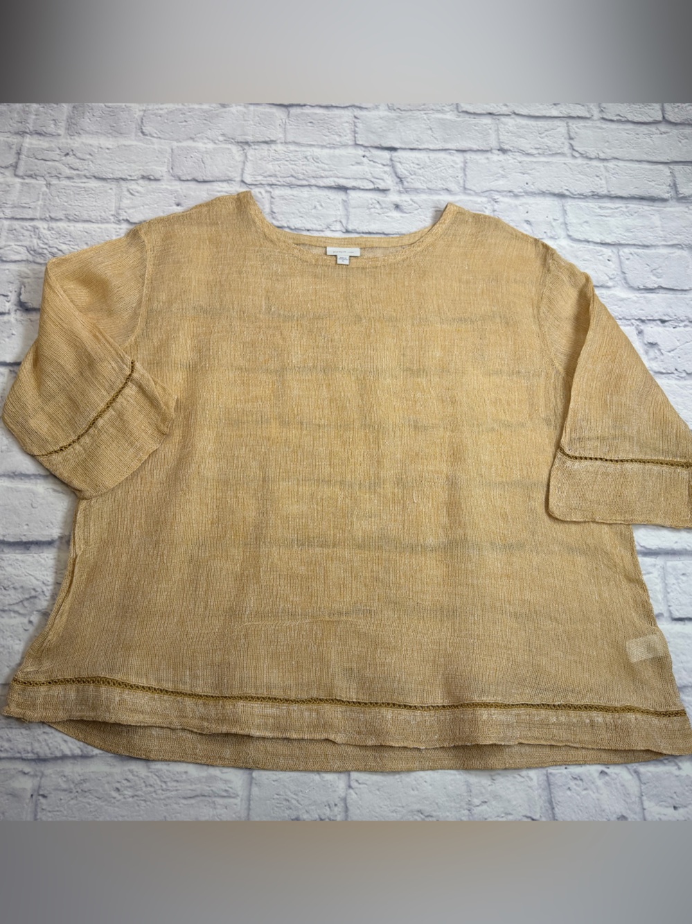 J. Jill Lightweight Scoop Neck Tunic in Light Tan. 100% Linen. Coastal. Size XL.